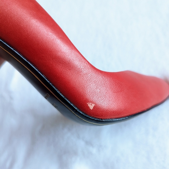CHARLES JOURDAN PARIS Red Fairy Pointy Toe Leather Stiletto Pumps Size 8 - Picture 11 of 14